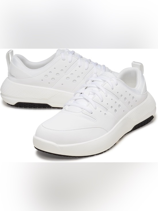CROCS Other - Crocs men White Athletic Lace-Up Sneakers on the clock slip resistant 9.5